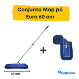 Conjunto Mop Pó Eletrostático Euro 60cm Com + 1 Refil Extra