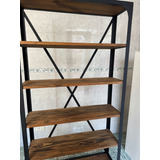 Rack Estilo  Industrial Hierro Y Madera 