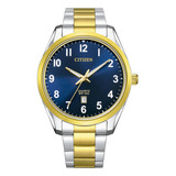 Reloj Citizen Original Caballero Bi1036-57l Time Square Color De La Correa Dorado Color Del Bisel Multicolor Color Del Fondo Azul