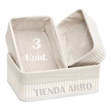 Set 3 Cestos Canastos Bambu  Organizador Decoración Premium