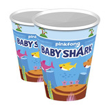 Vasos De Baby Shark Para Cumpleaños X6