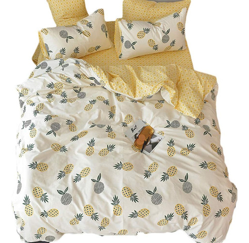 Amarillo Piña Ropa De Cama Funda Nórdica Sets Queen S...