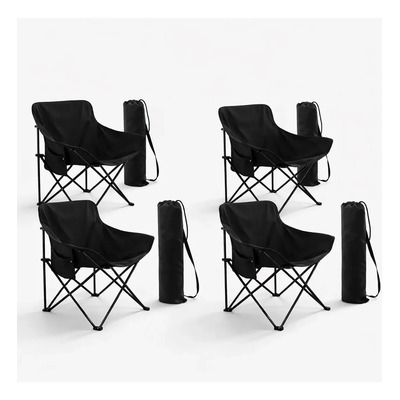 Sillas De Camping Playa Pesca Plegables Impermeables Set 4 Negro | Envío gratis