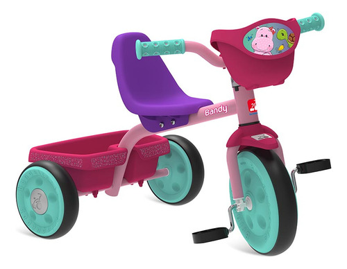 Triciclo Bandy Com Cestinha Rosa Bandeirante