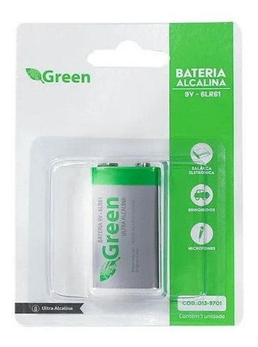 Bateria Green 6lr61/9v Alcalina 9v