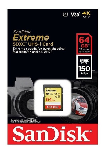 Memoria Sd Sandisk Extreme 64gb 4k U3