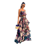 Traje De Falda De Loto Elegante Vestido De Flores Halter