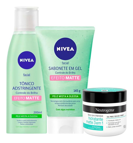 Skincare Sabonete + Tonico + Hidratante Facial Pele Oleosa