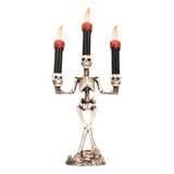 Candelabro Craneos 3 Velas Led Decoración Halloween