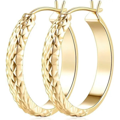 Aretes De Oro 14k Para Mujer Dama Niña 25mm Joyeria Oro | Envío gratis