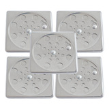 Kit 5x Grelhas Quadrada 10x10cm Ralo Inox Anti Odor #gq1005