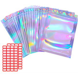 100 Bolsas Plastico Tornasol Holografica Resellable 10x18cm