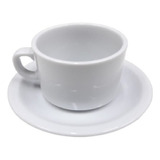 Juego Taza Cafe C/leche Y Plato Porcelana Tsuji 450 Blanca