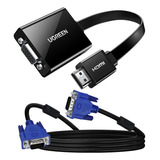 Kit De Cabo De Vídeo Vga Para Vga De 1,5 M + Adaptador Hdmi Ugreen