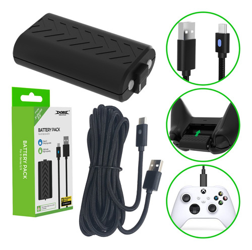 Kit P/ Controle Compativel Xbox Series S E X Cabo + Bateria