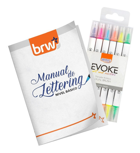 Manual Lettering+ 6 Marcador Dual Brushpen Colores Neon Brw