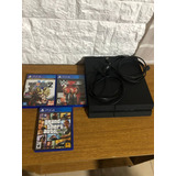 Sony Playstation 4 Cuh-1215a 500gb + Juegos Físicos Y Cables