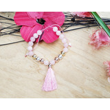 Pulsera Cuarzo Rosa Japamala Ajustable Joyerianatural