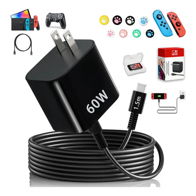 Allaceryvva Cargador de 60 W compatible con Nintendo Switch 2\u002FSwitch\u002FOLED\u002Flite\u002FSteam Deck, Apoya Modo Tv Dock 4k, Adaptador De Alimentación Eléctrica 20v 3a Carga Rápida Con Cable USB C De 1,5 m. | MercadoLibre