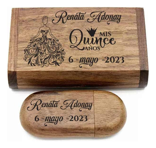 11 Pzs Memoria Usb 32gb De Madera Con Mensaje Personalizado