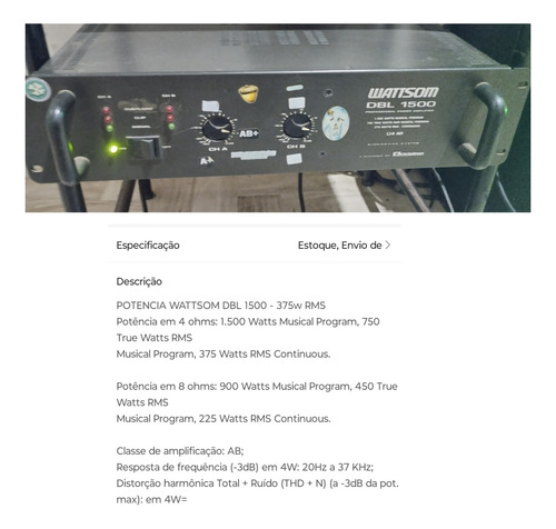 Potência Dbk 1500 Ciclotron Wattsom