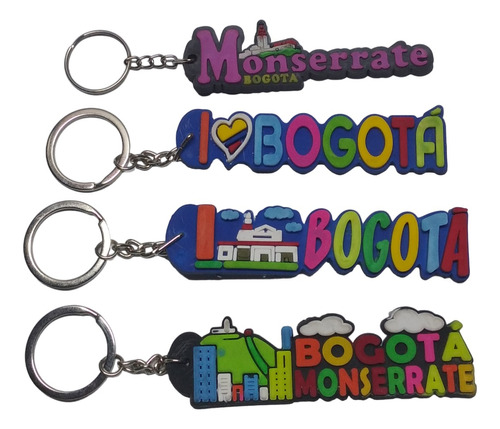 Set X4 Llaveros Souvenir Colombia En Pvc