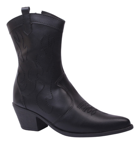 Bota Salto Alto Feminina Western Texana Cano Curto Bico Fino