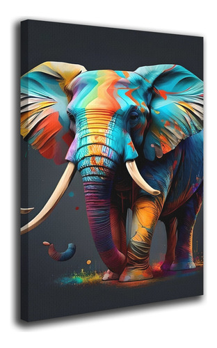 Quadro Decorativo Colorido Elefante Animal Natureza Promoção