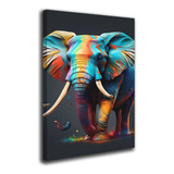 Quadro Decorativo Colorido Elefante Animal Natureza Promoção