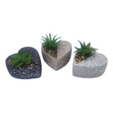 Kit Planta Artificial Suculenta  Decorativa Vaso Coração