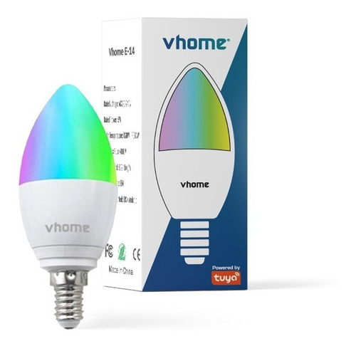 Ampolleta E14 Wifi Vhome Rgb Compatible Alexa Google Vshop Color De La Luz Rgbw Colores Luz Cálida-fría