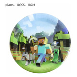 Pack 10 Platos Minecraft Decoración Cumpleaños