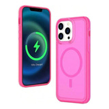 Funda Para iPhone Uso Rudo Magnética Color Fuccia Neon 