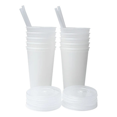 Vasos Personalizables Con Tapa Y Popote 16oz Papira 10 Pzas Color Transparente | MercadoLibre