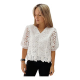 Blusa Remera Broderi Corchet  Talle Especial Xxl Grande