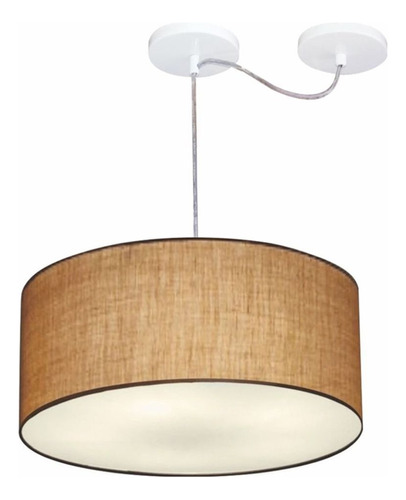 Lustre Cilindrico Com Desvio 4147 Cúpula Tecido Ø50x25 Palha