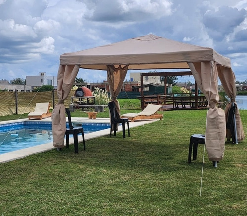 Pergola Gazebo Con Cortinas Poliéster Calidad Premium Grande