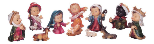 Pesebre Nacimiento Infantil 11 Pz 8cm  Santini Christmas