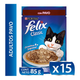 15x Alimento Para Gatos Felix Adultos Pavo En Salsa 85gr Np