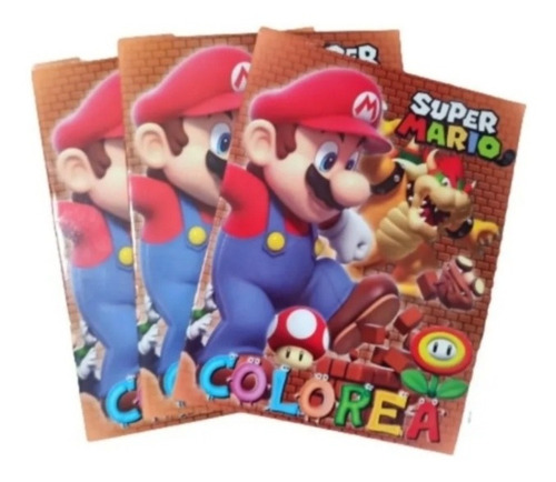 Mario Bros Paq Artículos Fiesta 20 Libros Para Colorear 