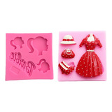 Molde De Silicón Fondant Pasta Fashion Moda Barbi 2 Pzas