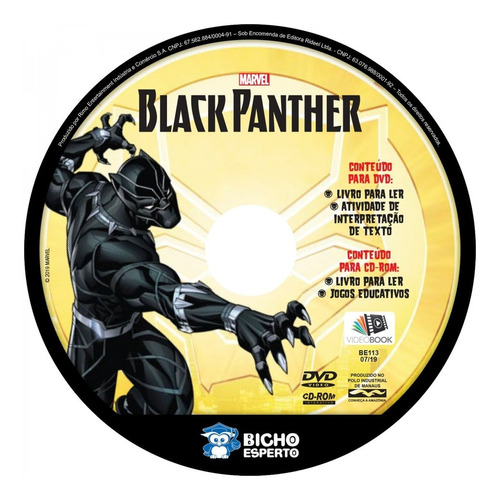 Livro Kit 5 Em 1 Colorir Com Dvd Marvel - Pantera Negra