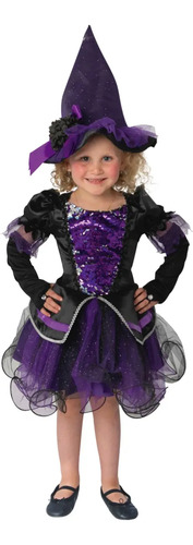Disfraz De Brujita Para Niña, Disfraz Para Halloween De Brujita Para Niña - Purple Sequin Witch, Disfraz Halloween Para Niña De Brujita