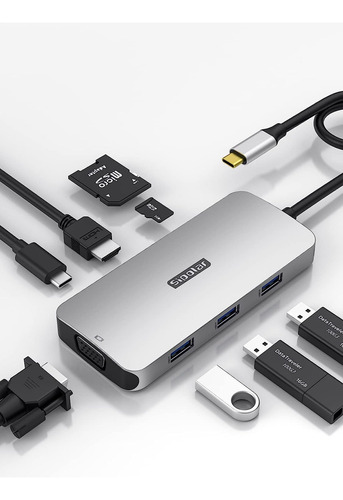 Conmutador Usb C A Hdmi + Puertos Hdmi 4k Usb Lector Sd/tf