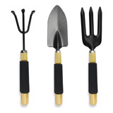 Set De Jardineria Kit 3 Piezas Pala Cultivador Tenedor Fork