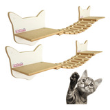 Kit Play Gatos Prateleiras Step Face Cat Ponte Cj 6 Pcs