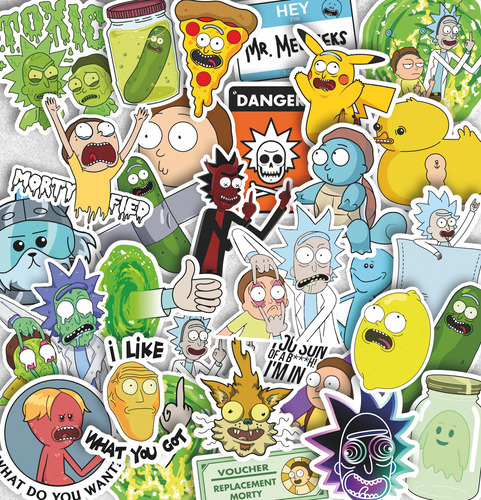 Pack 30 Stickers Rick And Morty Calcos Termos Compu Mate