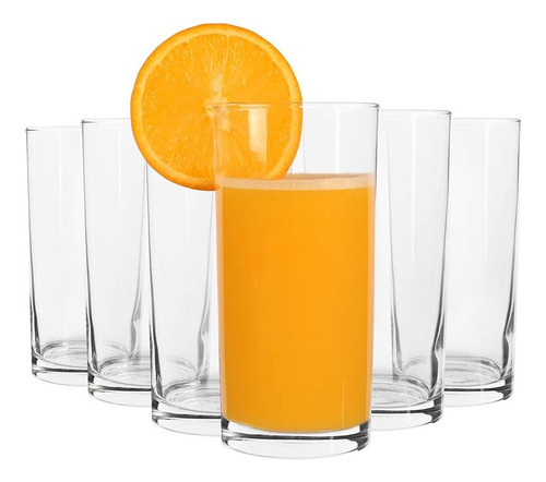Set 6 Vasos De Vidrio Agua, Cóctel Lav 300ml Premium Color Transparente