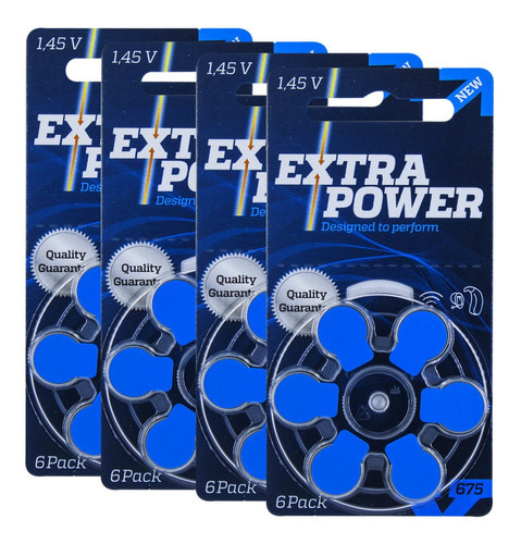 24 Pilhas 675 Extra Power Bateria Pr44 Aparelho Auditivo