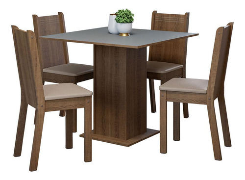 Juego Comedor Mesa Tablero Madera 4 Sillas Samara Madesa M/b